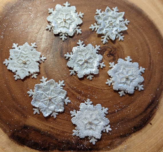 Edible Snowflakes Cake Decorations, Winter Freezing Snowflakes