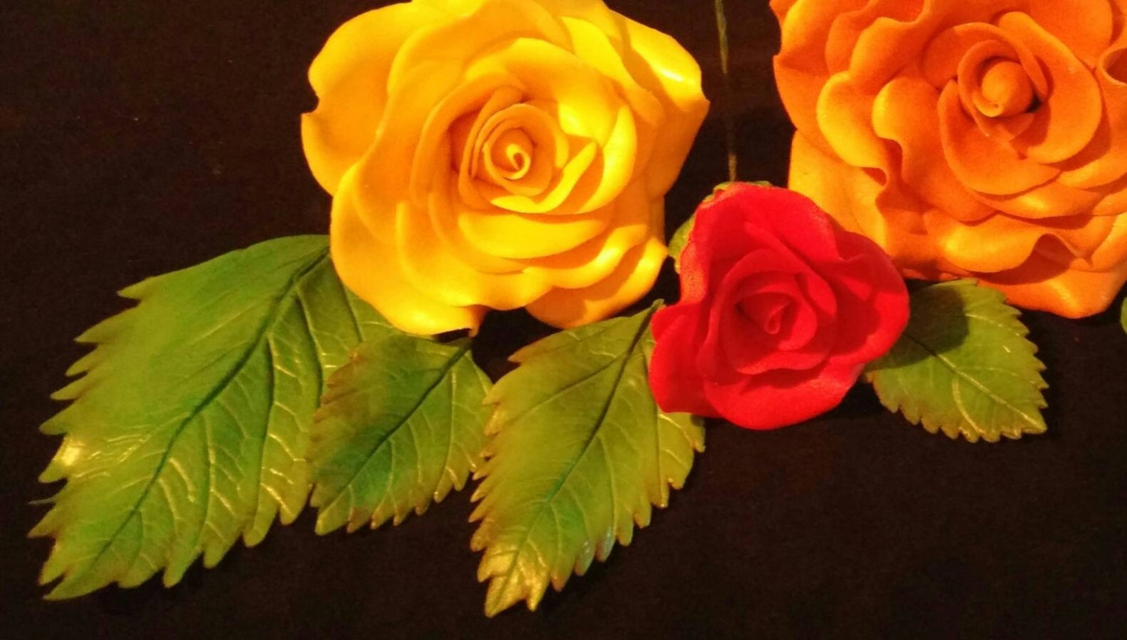 3 Edible ROSES With Green LEAVES / Fall Autumn Colors / Gum Etsy
