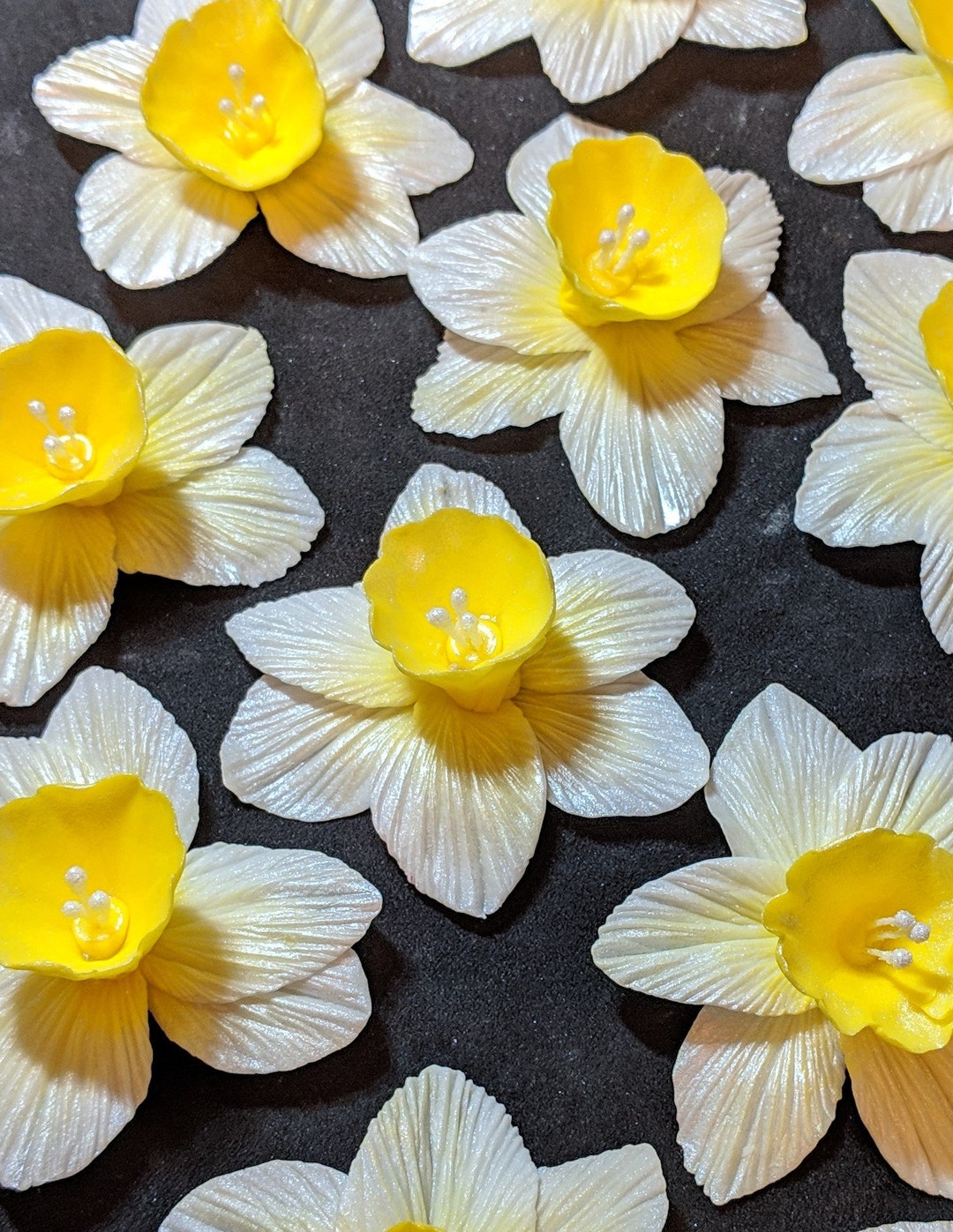 12 Edible Daffodil / Gum Paste / Fondant Flowers / Sugar Flowers / Cake