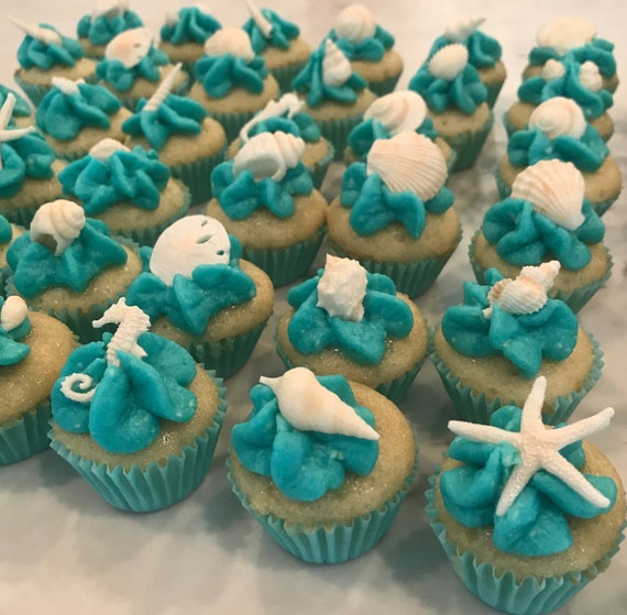 20 Edible Sugar Icing Sea Shells - Cupcake Toppers & Cake Decorations, Handmade Fondant