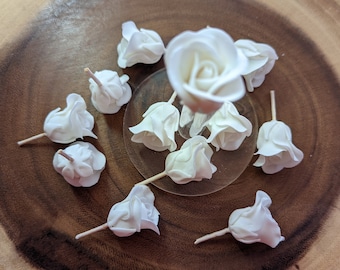 12 Edible Small ROSES / Gum paste / fondant / Any color / Cake decoration / sugar flower / wedding cake decoration