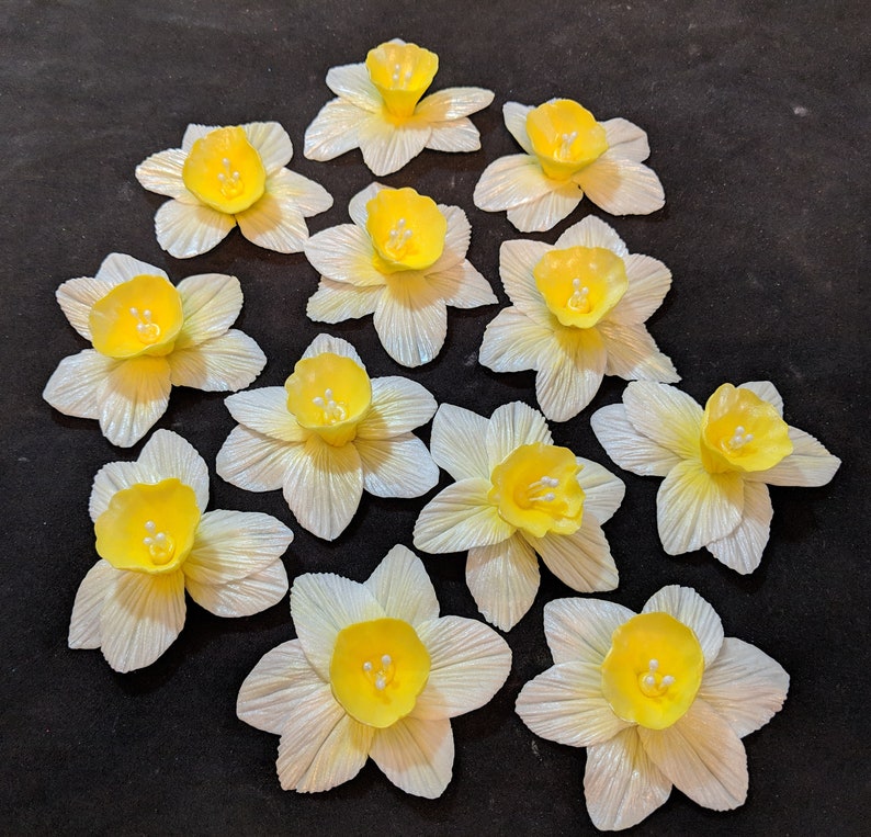 12 Edible daffodil / gum paste / fondant flowers / sugar Etsy