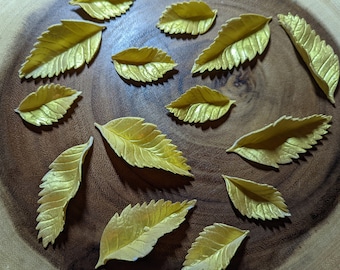 Edible Gold LEAVES 3", 1.5" /Gum paste/fondant / Cake decoration / Edible flower / sugar flower / wedding cake decoration