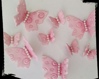 BUTTERFLY/BUTTERFLIES - 24 / any color / gum paste / fondant / cake or cupcake decorations or toppers