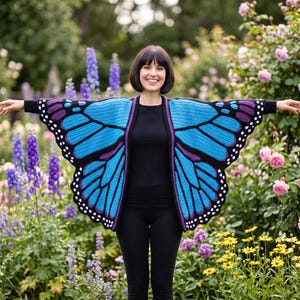 Butterfly Cardigan Crochet Pattern PDF, Full Colour Chart, Sizes S-2XL