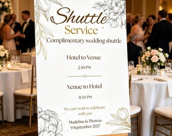Elegant Signature Collection, Shuttle Service Sign, Personalised Digital Download