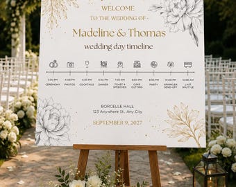 wedding timeline , personalised order of events, printable wedding programme