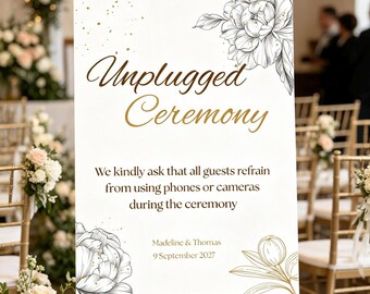 Elegant Signature Collection, Unplugged Ceremony Sign, Personalised Digital Download