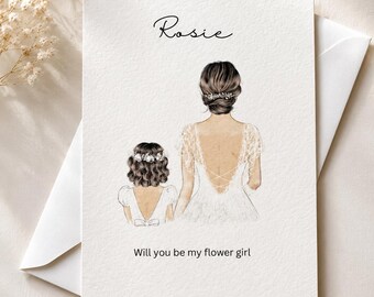 Personalised Flower Girl Proposal Card, A5 Hammered Card with Envelope and Wax Seal