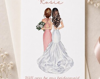 Personalised Bridesmaid Proposal Card, A5 Hammered Card with Envelope and Wax Seal
