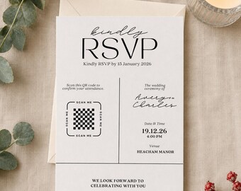 Personalised Winter Wedding RSVP Card, Christmas Holly and Berry Digital Card