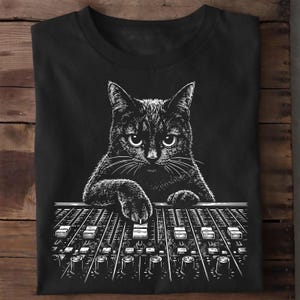 Mixingenjör katt t-shirt rolig musikproducent gåva t-shirt