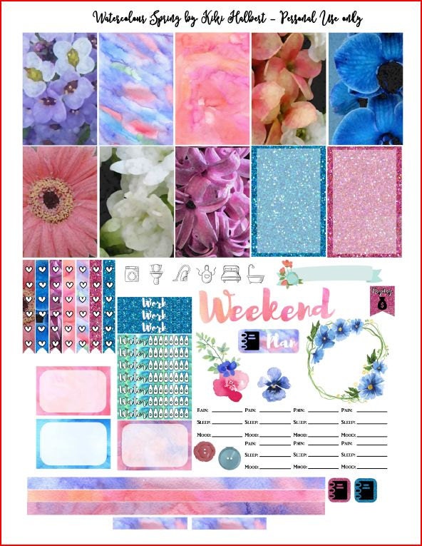 Watercolour Spring Printable Stickers for the Happy Planner - Etsy Canada