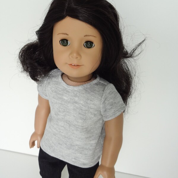 18 Inch Doll Clothes -- Grey T-Shirt -- 1 Piece (5-51)