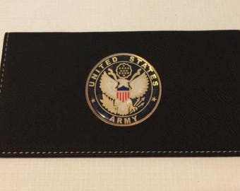 Army Faux Leather Black Checkbook Cover