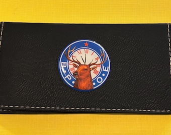 BPOE  Faux Leather Black Checkbook Cover