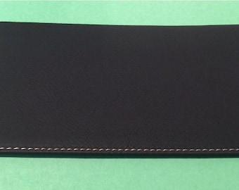 Blank Faux Leather Black Checkbook Cover