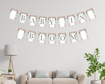 Baby in Bloom Banner, Wildflower Baby Shower Decorations, Boho Floral Garland, Spring Botanical Theme B56M