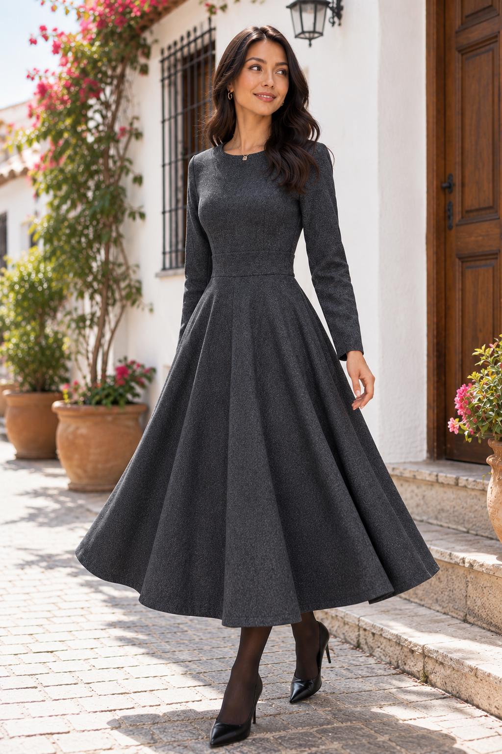 Charcoal Grey Long Dress for Women