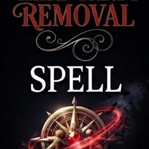 May include: A black graphic featuring the red text "THIRD PARTY REMOVAL" above the white text "SPELL". Below the text is a metallic compass with a glowing red center, surrounded by a swirling red light effect and two small tan-colored figures.