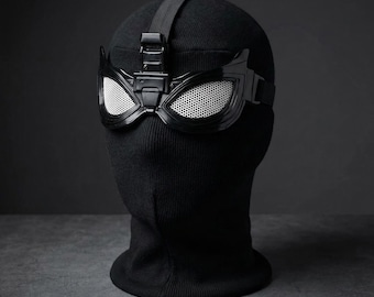 Black Stealth Superhero Mask with Mesh Goggles - Cyberpunk Balaclava Costume - Tactical Cosplay Ski Mask Festival Rave Wear