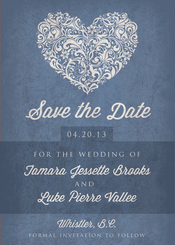 Items similar to Vintage DIY Save the Date Wedding Card Front (5"x7