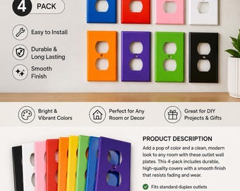 Steckdosen-Abdeckplatten (9 verschiedene Farben - 4er-Pack)