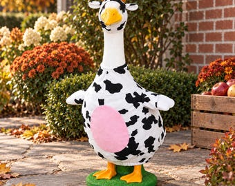 Cow Porch Goose Outfit, 23 Inch Cow Costume or Pink Apron Dress, Farmhouse Goose Decor