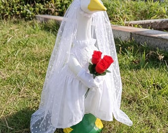 Handmade bride Porch Goose Outfit, 23 Inch Goose Costume, wedding dressCostume Set, Patio Decor, Christmas Gift, Birthday Gift