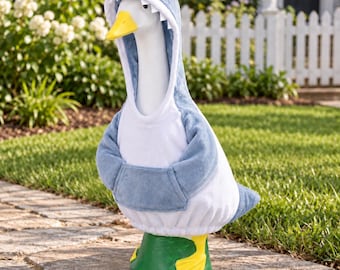 Shark Pajama Porch Goose Outfit, 23 Inch Hooded Costume, Blue and White Goose Clothes