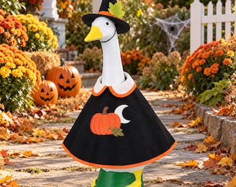 Pumpkin Moon Witch Porch Goose Outfit, Halloween Cape and Hat, Black and Orange Goose Costume