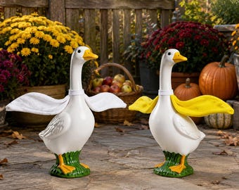 Porch Goose Wings, White or Yellow Fleece Wing Accessory, Goose Statue Outfit, Garden Decor