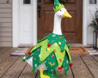 Christmas Goose Outfit for 23 Inch Statue, Festive Porch Decor Set
