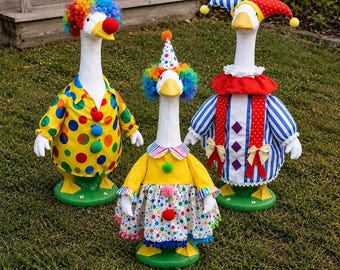23 Inch Goose Clown Costume Outfit, Porch Decor, Seasonal Yard Art