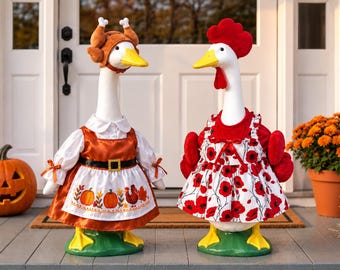 Personalized Fall Porch Goose Outfit, 23 Inch Goose Costume, Hat Dress Costume Set, Seasonal Home Decor, Thanksgiving Gift, Birthday Gift