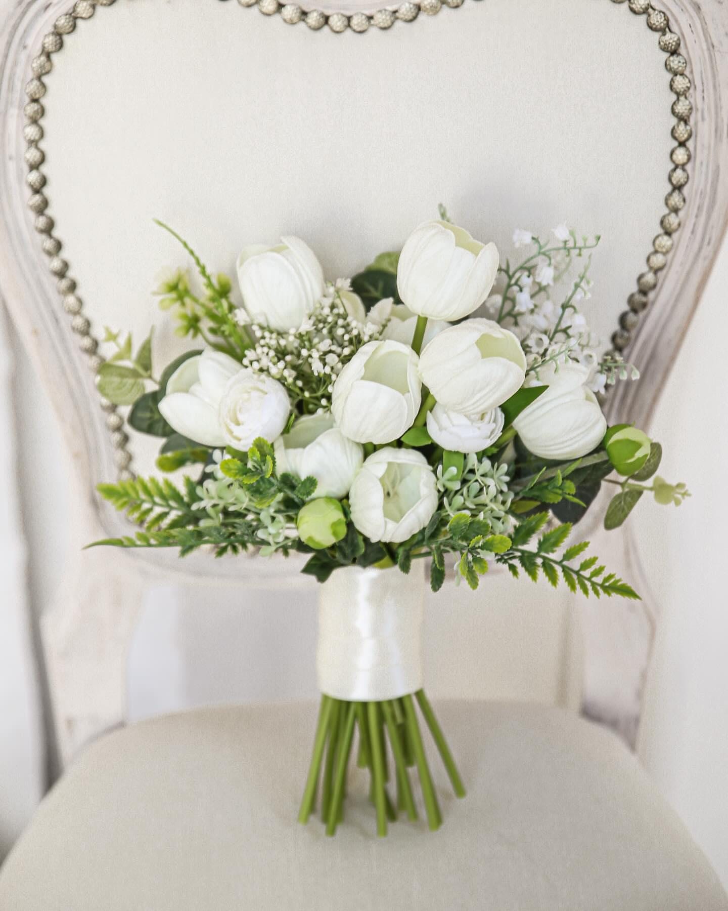 Real White Tulip Bridal Bouquet