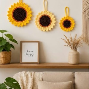 Crochet Sunflower Pattern PDF | Amigurumi Flower Tutorial | Wall Hanging, Garland, Brooch | UK Terminology