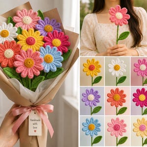 Crochet Daisy Flower Pattern PDF | Crochet Flower Bouquet Pattern | Amigurumi Daisy Tutorial | DIY Handmade Gift | Instant Download