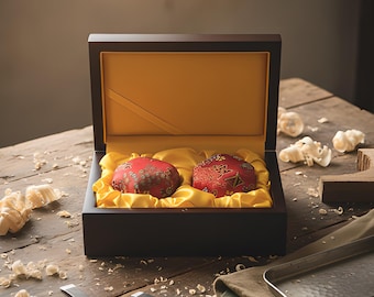Caja de almacenamiento de madera / Color caoba / Pastillero / Regalo de recuerdo