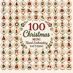 100 mini-julbroderimönster, handstygnsmönster (nedladdning direkt)