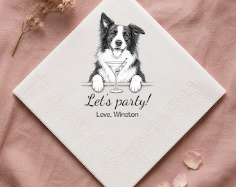 Personalized Dog Wedding Napkins, Custom Pet Portrait Cocktail Napkins, Pet Wedding Favor, Wedding Bar Decor, Signature Drink Napkins