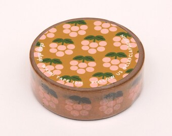 Brown Flower Washi Tape, Cute Fruit Washi Tape, Bullet Journal Washi Tape