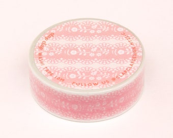 Pink Lace Floral Washi Tape, 15mm Pink Tape, Wedding Gift Washi Tape, Blush Pink Washi Tape