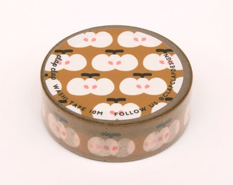 Brown Apple Print Washi Tape, Bullet Journal Washi Tape, Paper Craft Decorative Tape, Scrapbooking Washi Tape, Party Washi Tape