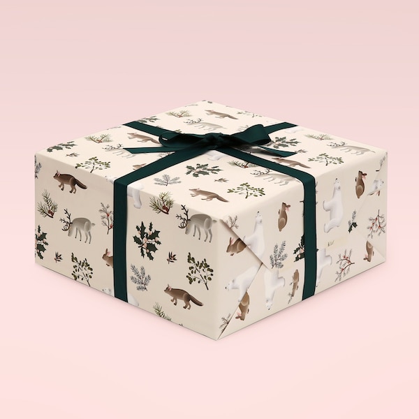 Christmas Wrapping Paper, Holiday Woodland Animal Wrapping Paper, Wes Anderson Wrapping Paper, Winter Holiday Gift Wrap