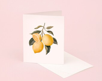 Lemon Scented Greeting Card, Lemon Botanical Illustration Card, Lemon Thank You Card