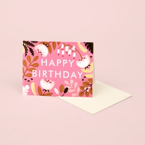 Forest Wildflowers Birthday Card - Fuscia -