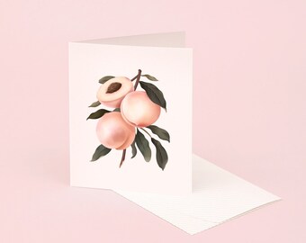 Peach Scented Greeting Card, Peach Botanical Illustration Card