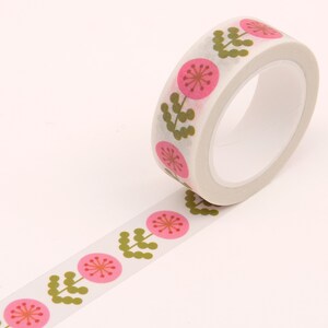 Retro Flower Washi Tape, Pink Floral Washi Tape, Bullet Journal Washi Tape, Vintage Decorative Tape, Cute Retro Washi Tape image 4