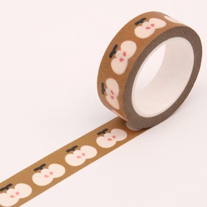 Floral Washi Tape, Pink Floral Washi Tape, Bullet Journal Washi Tape, Bear Decorative Tape, Cute Retro Washi Tape Brown Apple